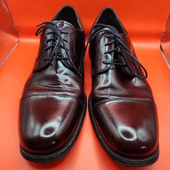 Johnston & Murphy Men's 11 M Atchison Burgundy Leather Cap Toe Derbys 20-3243 - Picture 1 of 16